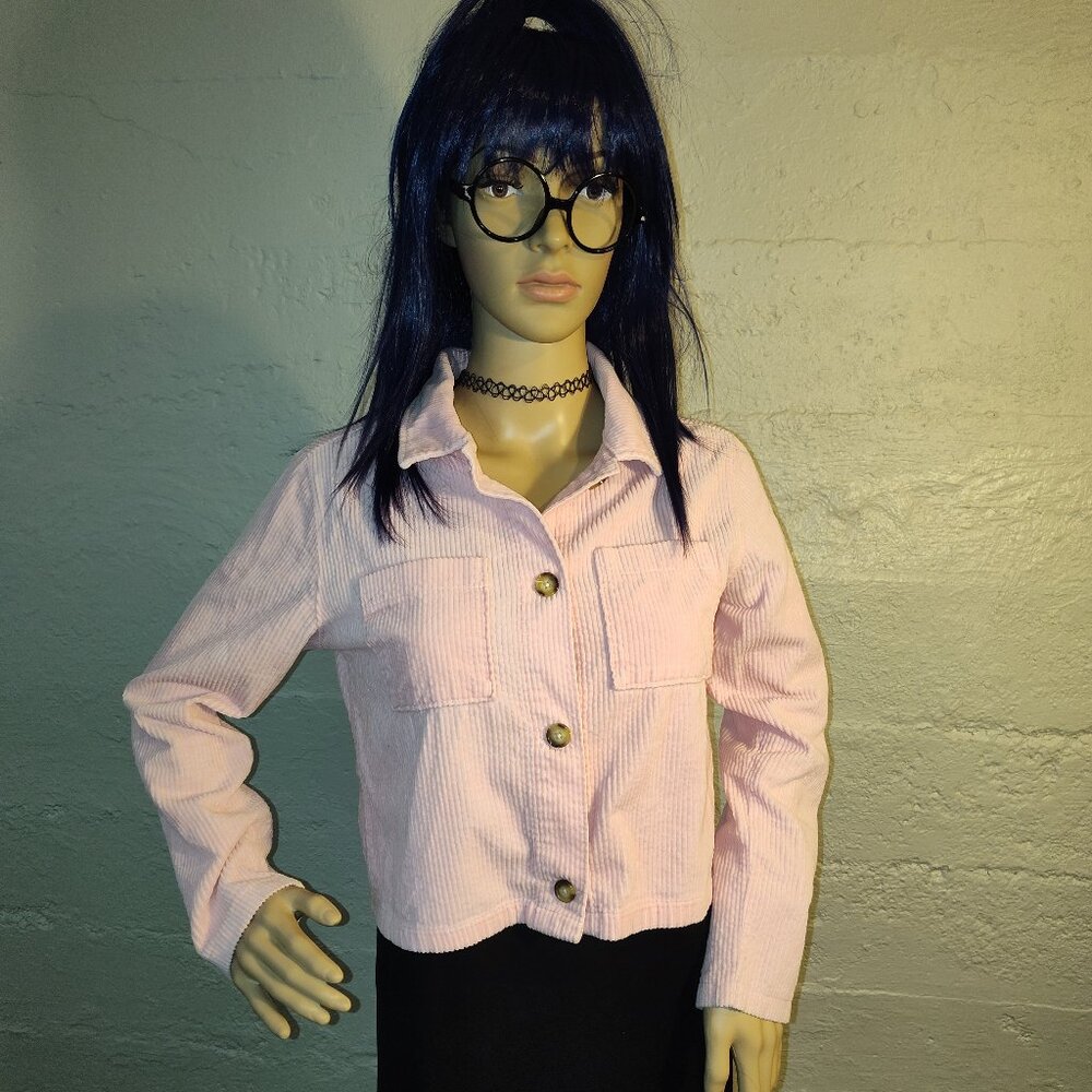 Wonder Nation Pink Corduroy Button Up Light Weight Crop Jacket Girls XL (16-18)